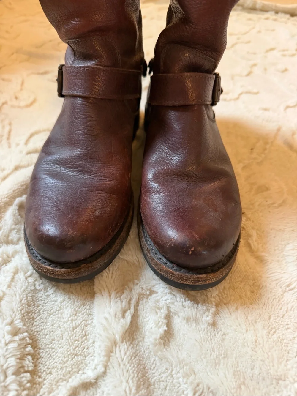 Frye Brown Leather Women's Mid-Calf Engineer Boots